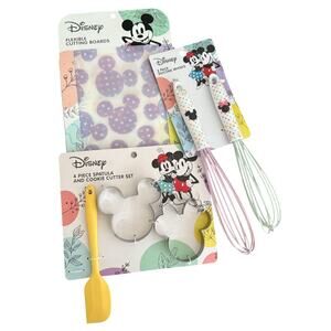 NEW Disney Minnie & Mickey Cookie Cutters, Spatula, 2 Whisks, & 4 Cutting Boards